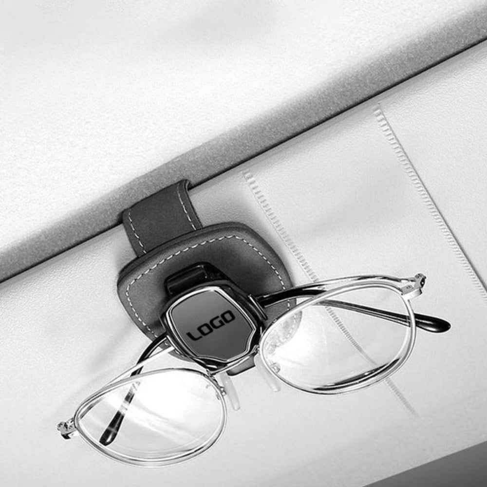 Clip para gafas multifuncional de ante con el logotipo de su coche