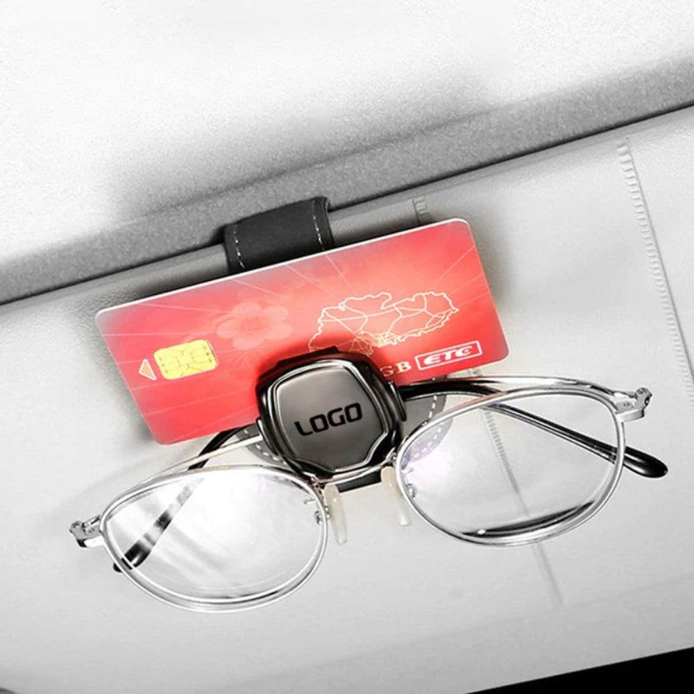 Clip para gafas multifuncional de ante con el logotipo de su coche