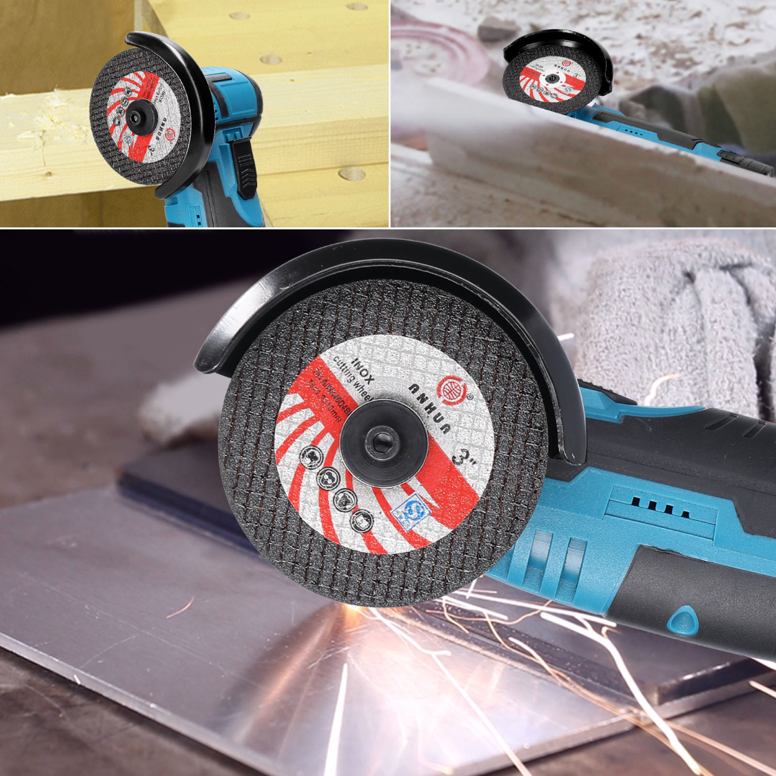 Amoladora angular sin cable 12V - Doble batería + cargador rápido