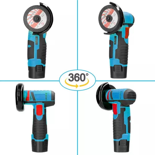 Amoladora angular sin cable 12V - Doble batería + cargador rápido
