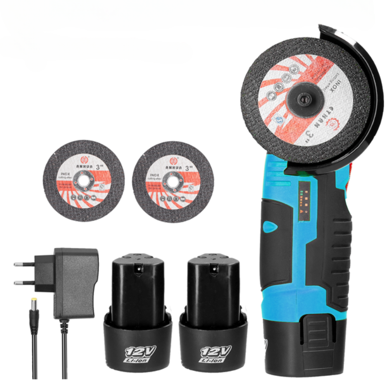Amoladora angular sin cable 12V - Doble batería + cargador rápido
